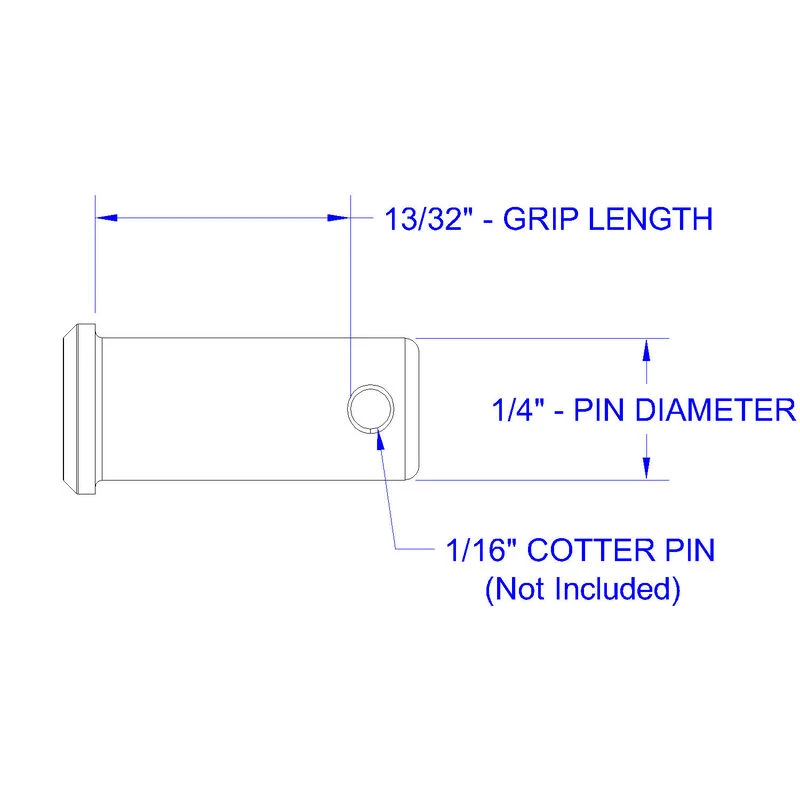 HAYN Stainless Steel Clevis Pin, 1/4" Dia. X 13/32" Grip Length - Image 2
