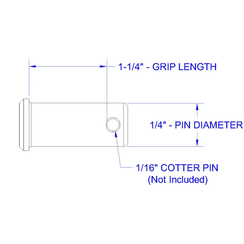 HAYN Stainless Steel Clevis Pin, 1/4" Dia. X 1 1/4" Grip Length - Image 2