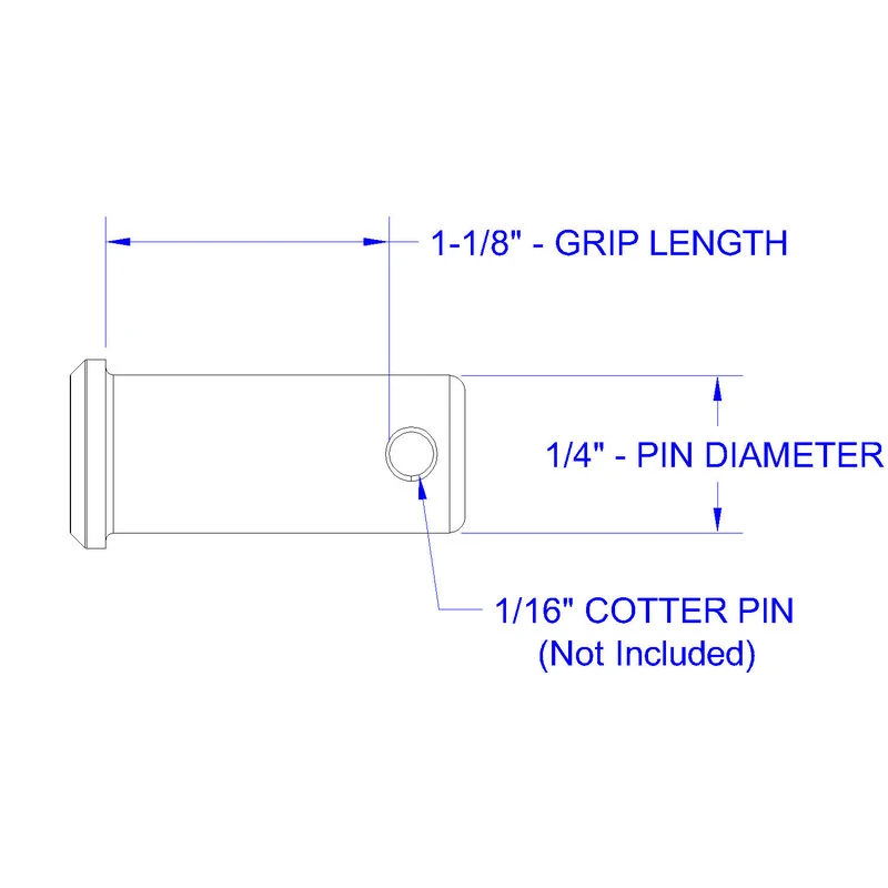 HAYN Stainless Steel Clevis Pin, 1/4" Dia. X 1 1/8" Grip Length - Image 2