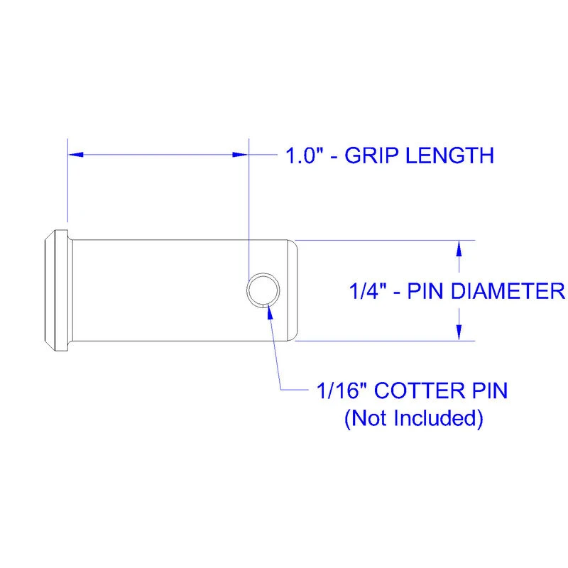 HAYN Stainless Steel Clevis Pin, 1/4" Dia. X 1.0" Grip Length - Image 2