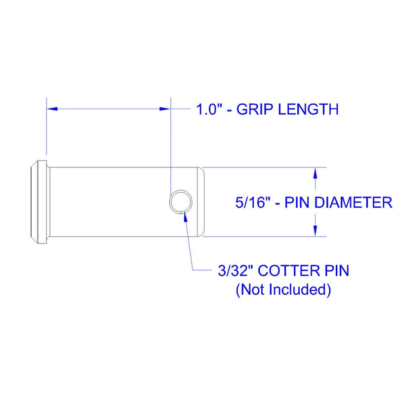 HAYN Stainless Steel Clevis Pin, 5/16" Dia. X 1" Grip Length - Image 2