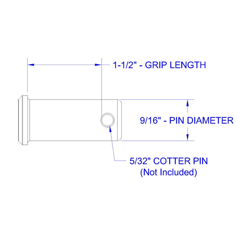 HAYN Stainless Steel Clevis Pin, 9/16" Dia. X 1 1/2" Grip Length - Image 2