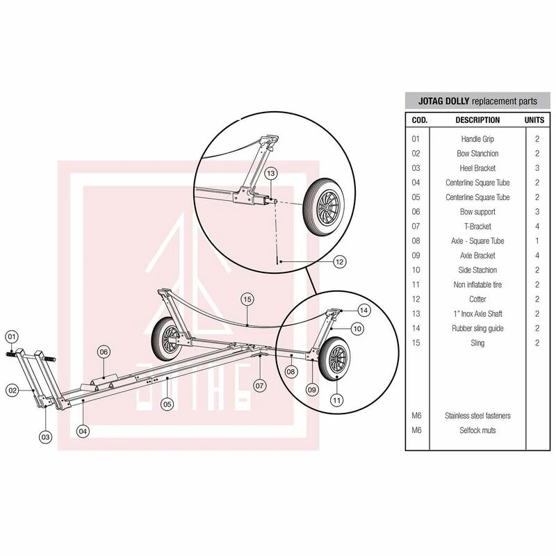 JOTAG Replacement Parts for 420 Class Sailboat Dolly - Image 15
