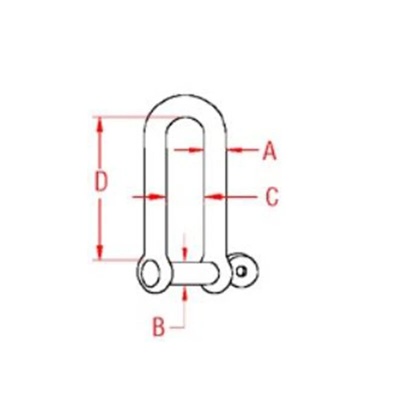 SUNCOR Stainless Steel High-Resistance Long "D" Shackle with 1/4" Pin - Image 2